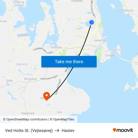 Ved Holte St. (Vejlesøvej) to Haslev map