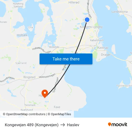 Kongevejen 489 (Kongevejen) to Haslev map