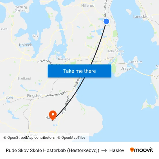 Rude Skov Skole Høsterkøb (Høsterkøbvej) to Haslev map