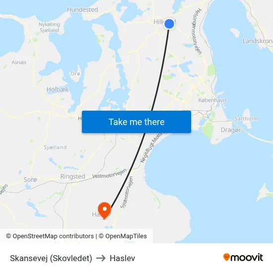 Skansevej (Skovledet) to Haslev map