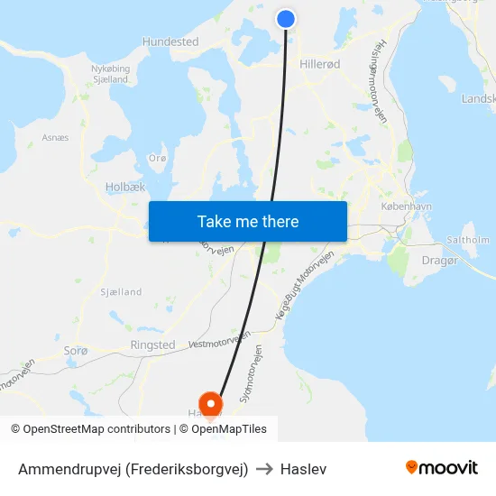 Ammendrupvej (Frederiksborgvej) to Haslev map