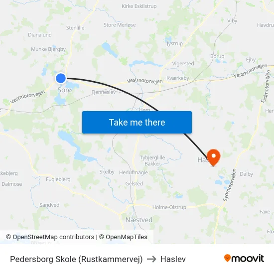 Pedersborg Skole (Rustkammervej) to Haslev map
