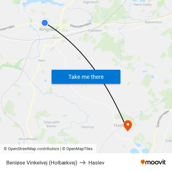 Benløse Vinkelvej (Holbækvej) to Haslev map