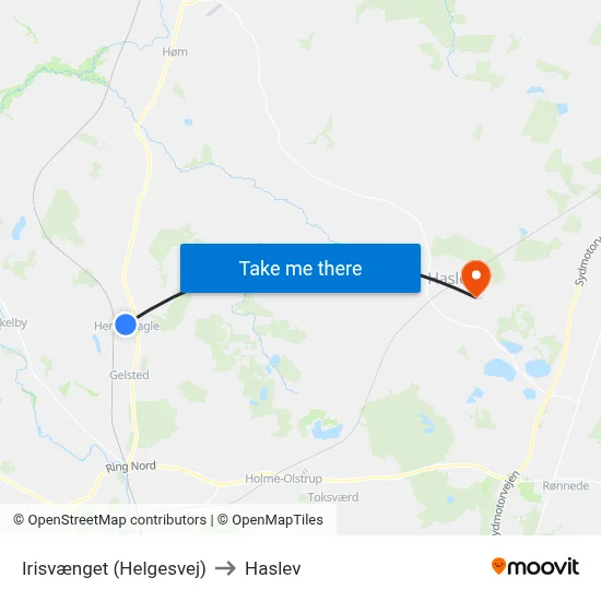 Irisvænget (Helgesvej) to Haslev map
