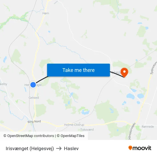Irisvænget (Helgesvej) to Haslev map