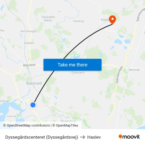 Dyssegårdscenteret (Dyssegårdsvej) to Haslev map