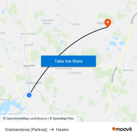 Grønlandsvej (Parkvej) to Haslev map
