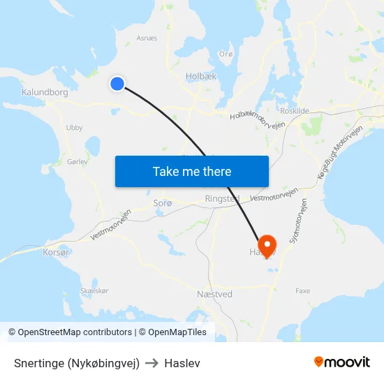 Snertinge (Nykøbingvej) to Haslev map