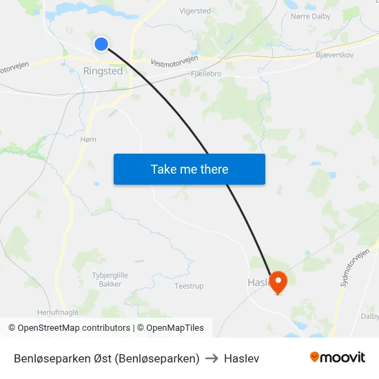 Benløseparken Øst (Benløseparken) to Haslev map