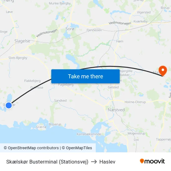 Skælskør Busterminal (Stationsvej) to Haslev map