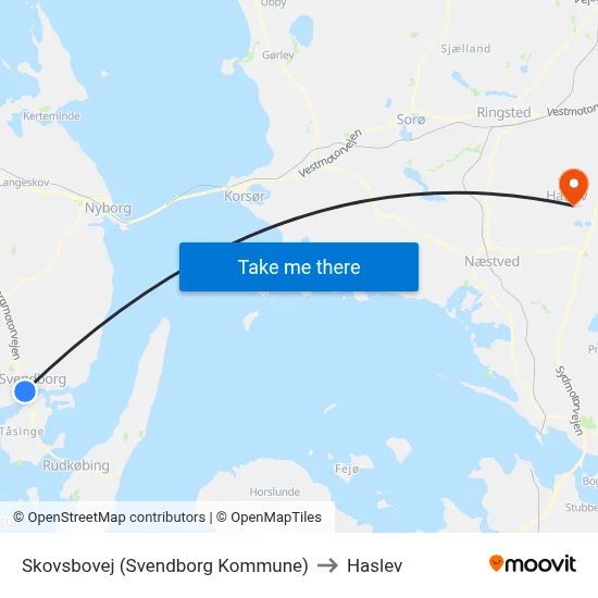 Skovsbovej (Svendborg Kommune) to Haslev map