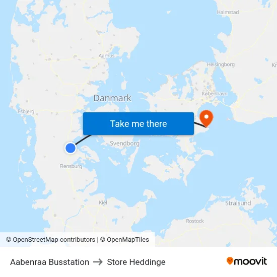 Aabenraa Busstation to Store Heddinge map