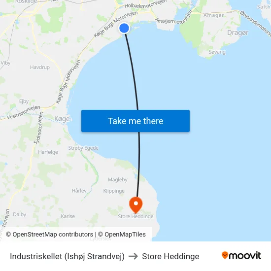 Industriskellet (Ishøj Strandvej) to Store Heddinge map