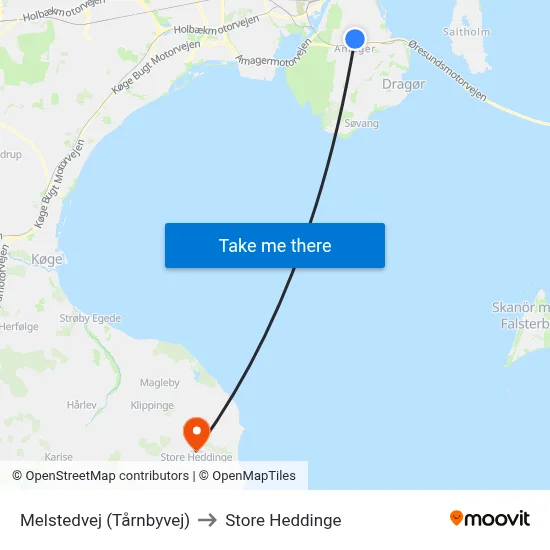 Melstedvej (Tårnbyvej) to Store Heddinge map