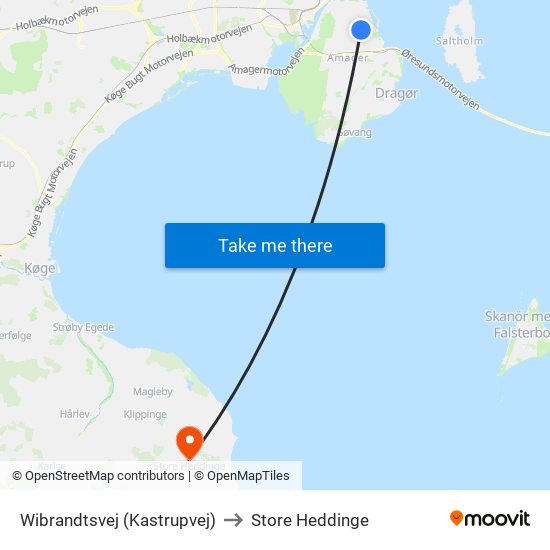 Wibrandtsvej (Kastrupvej) to Store Heddinge map