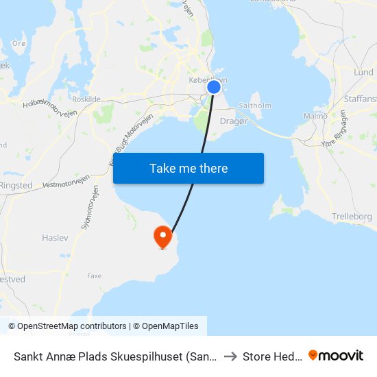 Sankt Annæ Plads Skuespilhuset (Sankt Annæ Plads) to Store Heddinge map