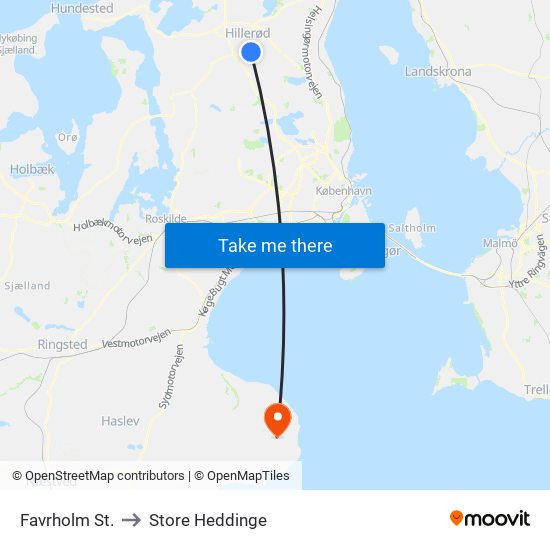 Favrholm St. to Store Heddinge map