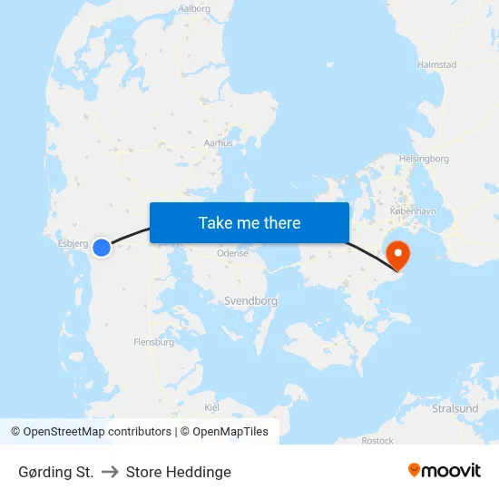 Gørding St. to Store Heddinge map