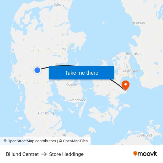 Billund Centret to Store Heddinge map