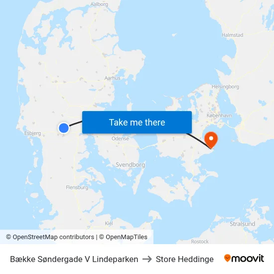 Bække Søndergade V Lindeparken to Store Heddinge map