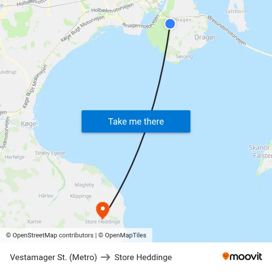 Vestamager St. (Metro) to Store Heddinge map