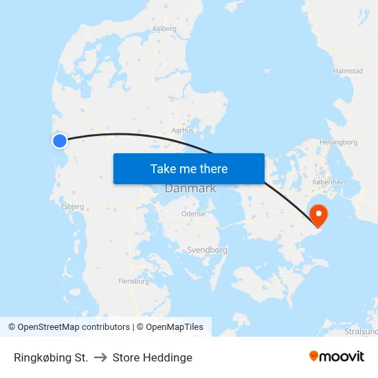 Ringkøbing St. to Store Heddinge map