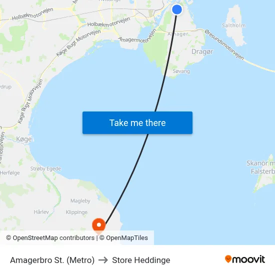 Amagerbro St. (Metro) to Store Heddinge map