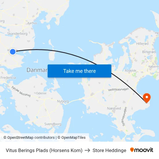 Vitus Berings Plads (Horsens Kom) to Store Heddinge map