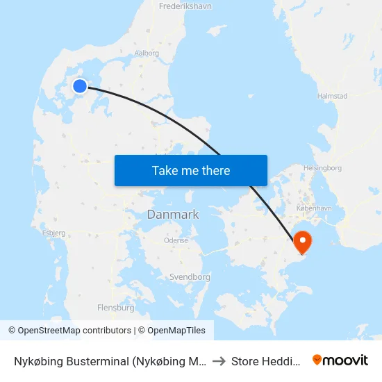 Nykøbing Busterminal (Nykøbing Mors) to Store Heddinge map