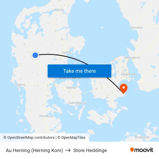 Au Herning (Herning Kom) to Store Heddinge map