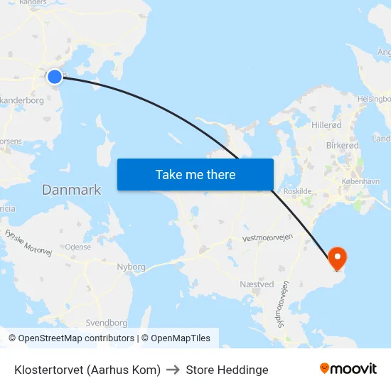 Klostertorvet (Aarhus Kom) to Store Heddinge map