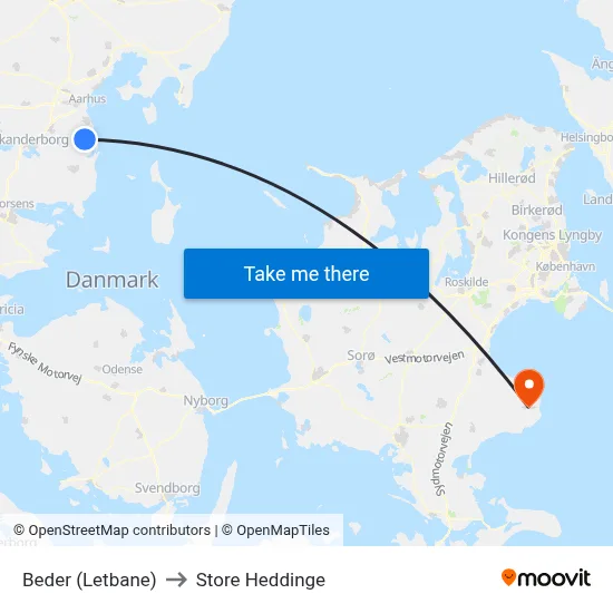 Beder (Letbane) to Store Heddinge map