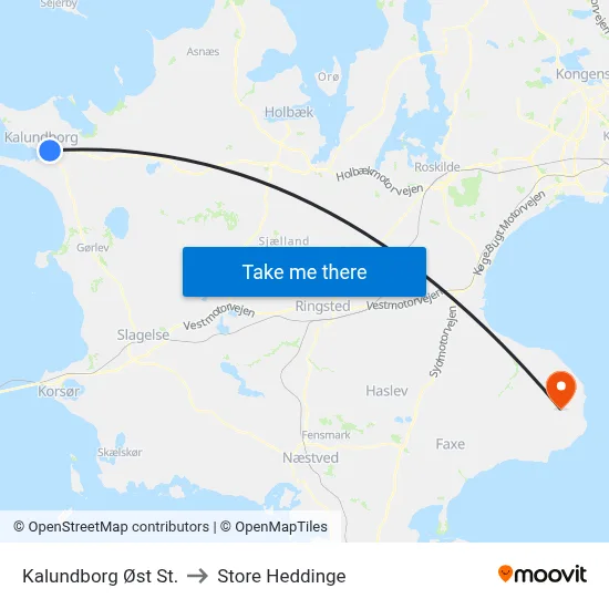 Kalundborg Øst St. to Store Heddinge map