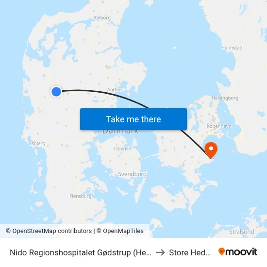 Nido Regionshospitalet Gødstrup (Herning Kom) to Store Heddinge map