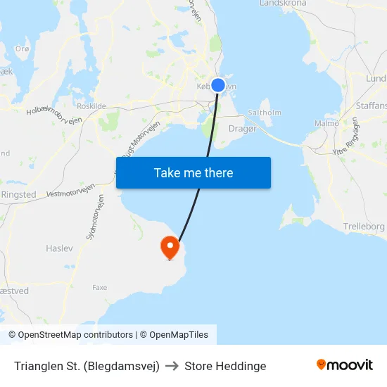 Trianglen St. (Blegdamsvej) to Store Heddinge map