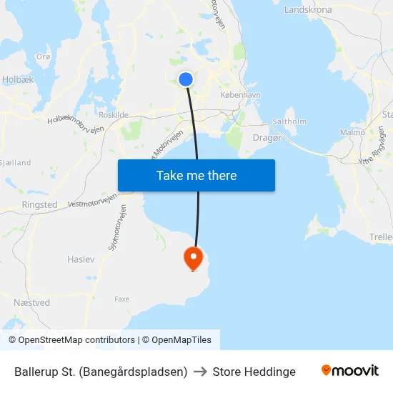 Ballerup St. (Banegårdspladsen) to Store Heddinge map