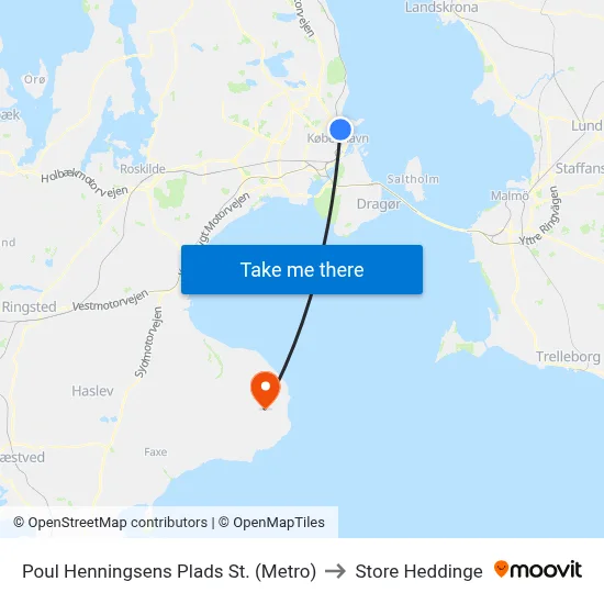 Poul Henningsens Plads St. (Metro) to Store Heddinge map