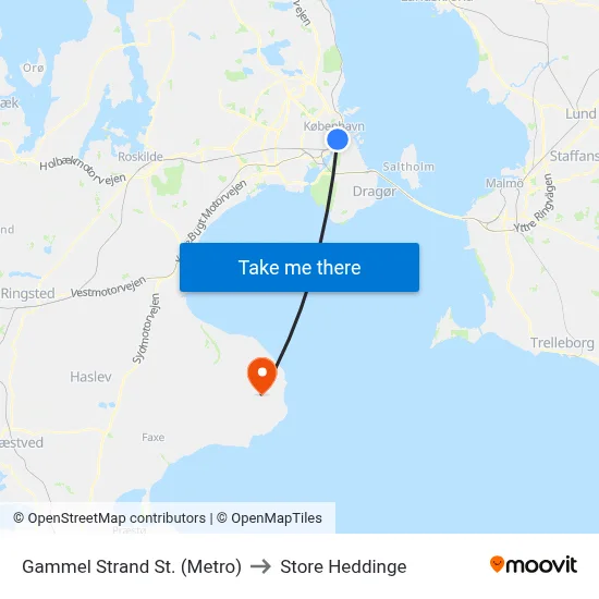 Gammel Strand St. (Metro) to Store Heddinge map