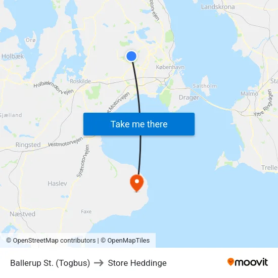 Ballerup St. (Togbus) to Store Heddinge map