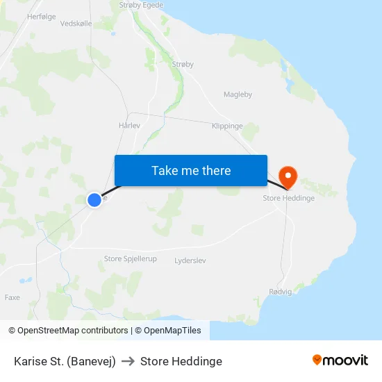 Karise St. (Banevej) to Store Heddinge map