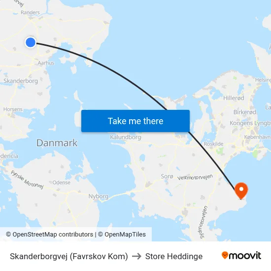 Skanderborgvej (Favrskov Kom) to Store Heddinge map