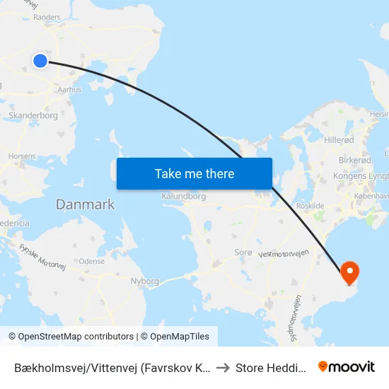 Bækholmsvej/Vittenvej (Favrskov Kom) to Store Heddinge map