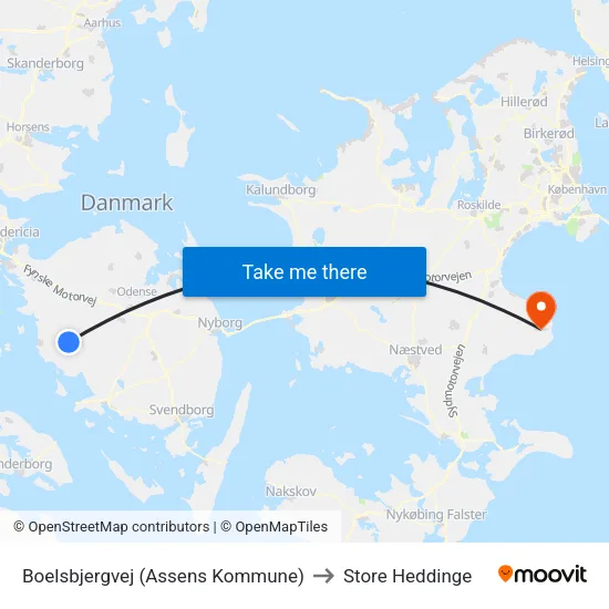 Boelsbjergvej (Assens Kommune) to Store Heddinge map