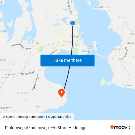 Diplomvej (Akademivej) to Store Heddinge map