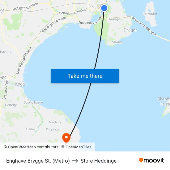Enghave Brygge St. (Metro) to Store Heddinge map