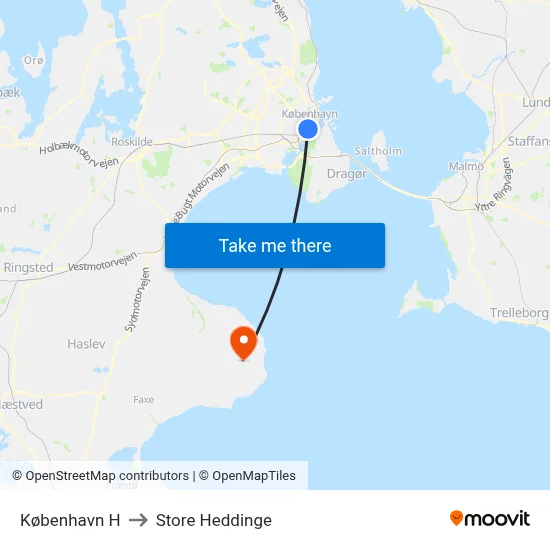 København H to Store Heddinge map