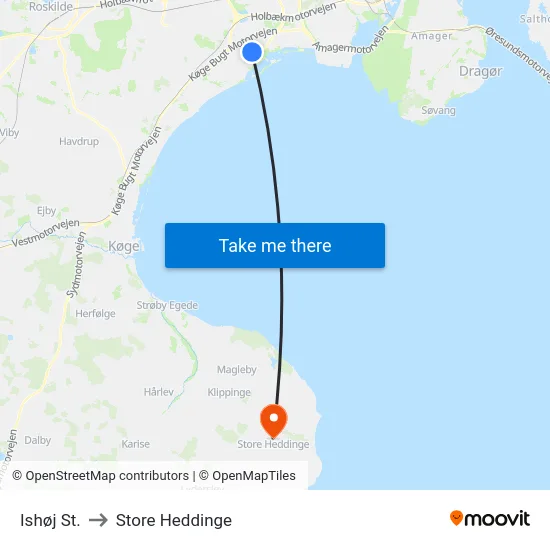 Ishøj St. to Store Heddinge map