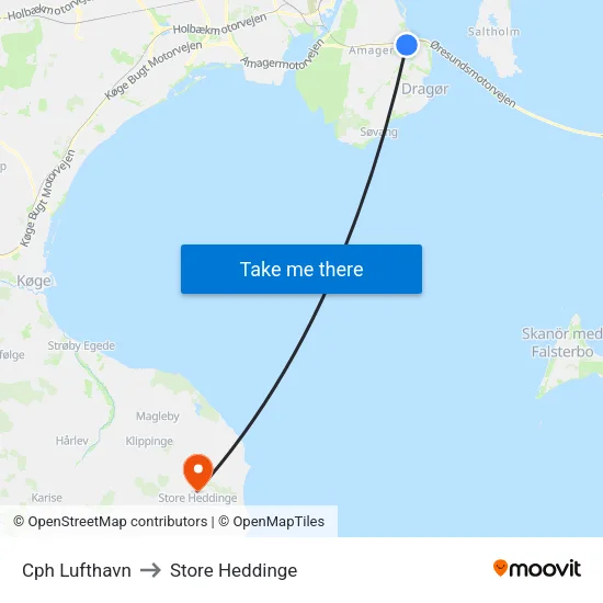 Cph Lufthavn to Store Heddinge map