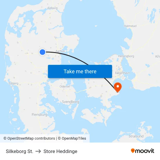 Silkeborg St. to Store Heddinge map