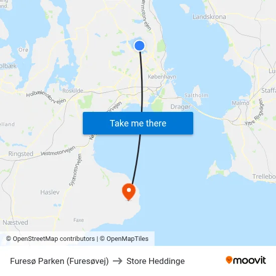Furesø Parken (Furesøvej) to Store Heddinge map